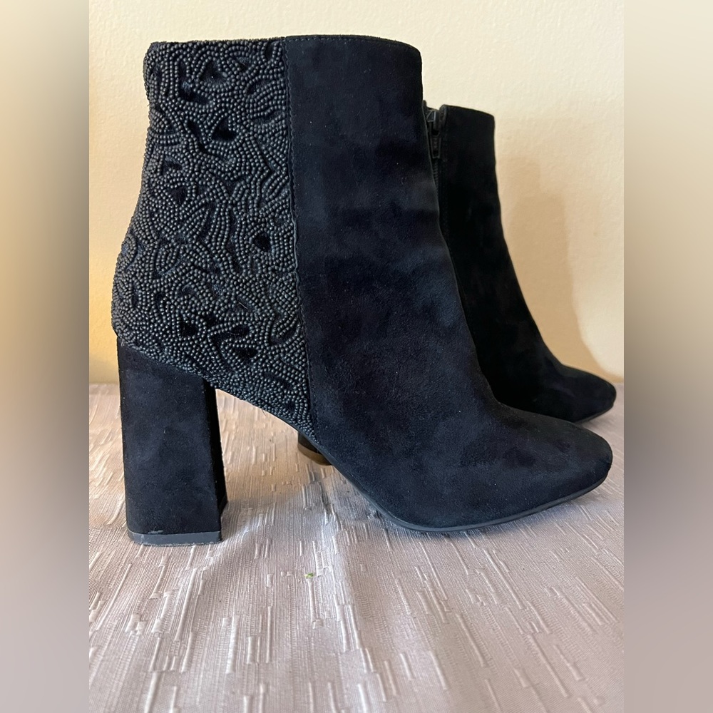 Barneys New York Beaded Suede Booties